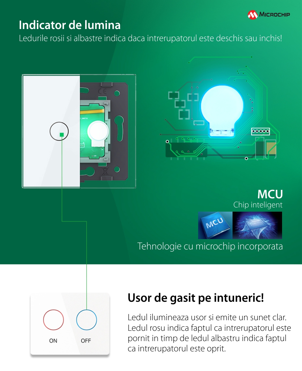 Modul Intrerupator Dublu Cap Scara / Cruce cu Touch LIVOLO – protocol ZigBee, Serie Noua