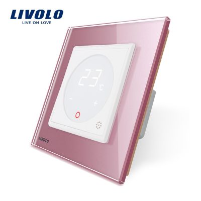 Termostat Livolo pentru sisteme de incalzire electrice culoare roz