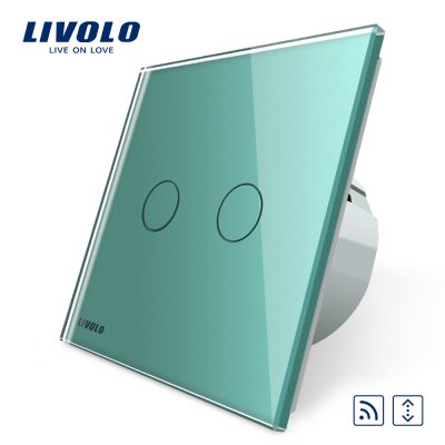 Intrerupator draperie wireless cu touch Livolo din sticla culoare verde