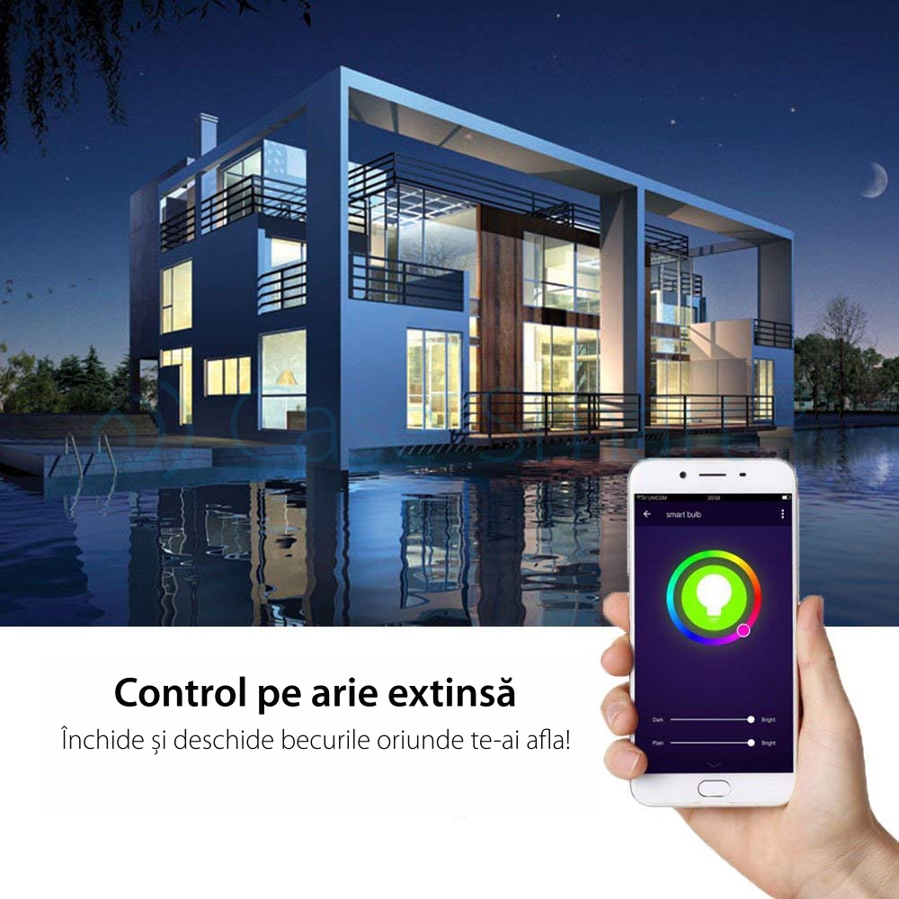 Bec inteligent LED RGB wifi rotund Red Sun, control de pe aplicatie mobila – RS-SLD02-E27