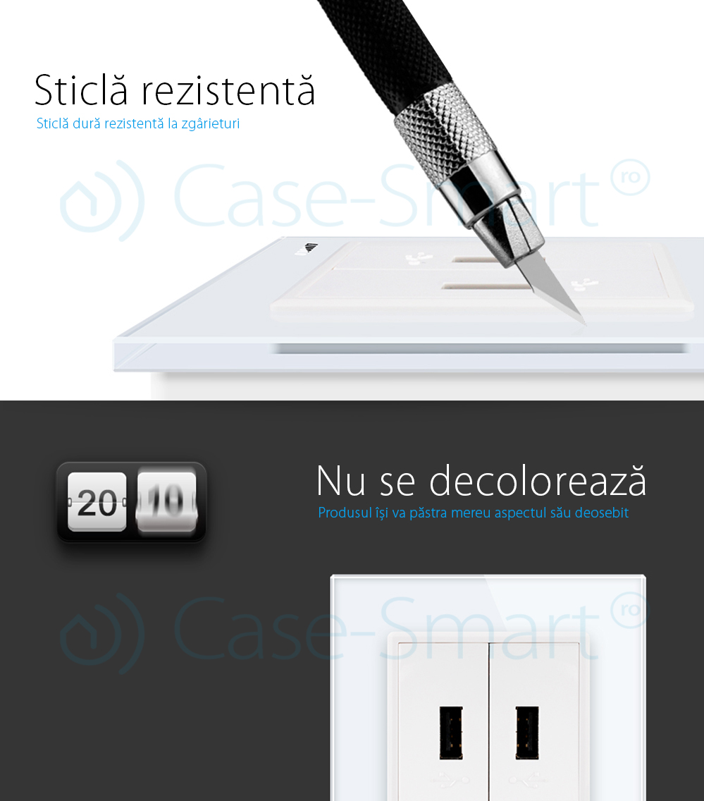 Priza dubla USB Livolo cu rama din sticla