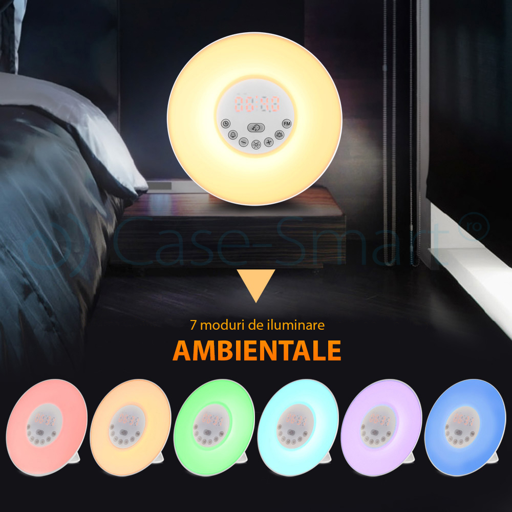 Lampa inteligenta cu alarma si radio FM RedSun – 6638D