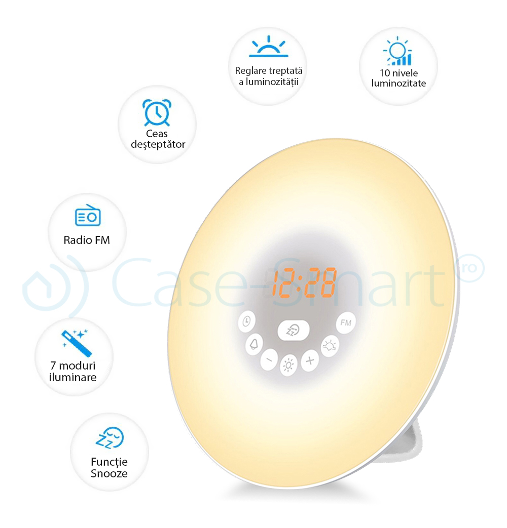 Lampa inteligenta cu alarma si radio FM RedSun – 6638D