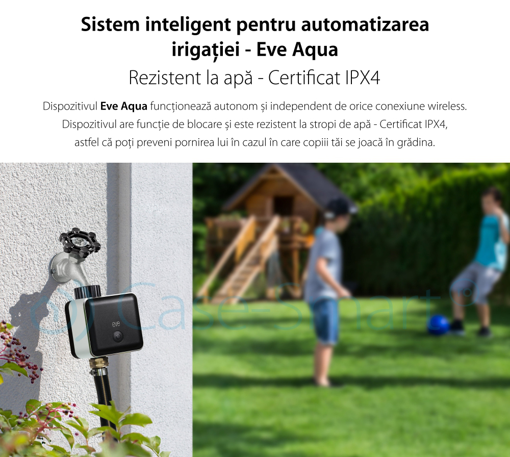 Sistem smart pentru automatizarea irigatiei Eve-aqua, compatibil cu Apple Home Kit