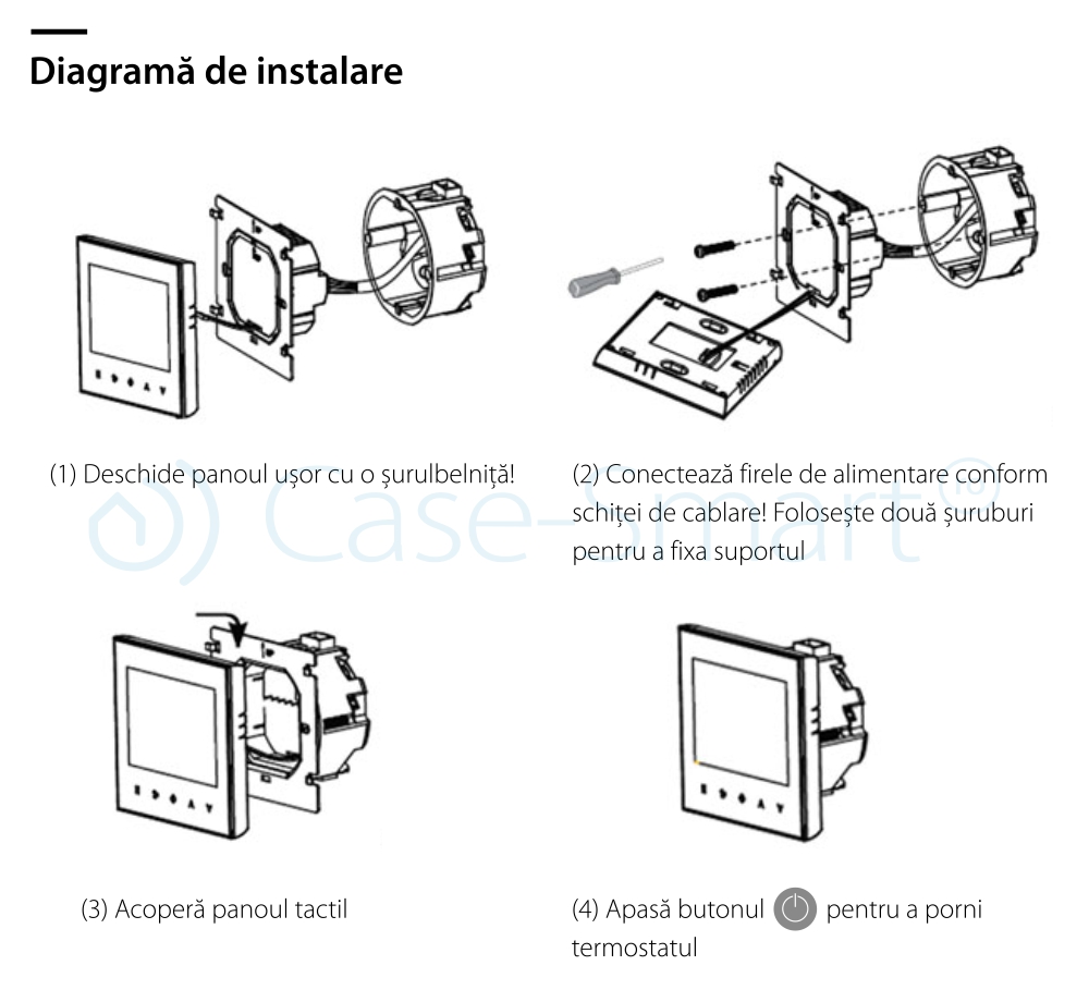 Termostat pentru incalzirea electrica in pardoseala Beok TGR87-EP, Anti-inghet, Setare interval de functionare