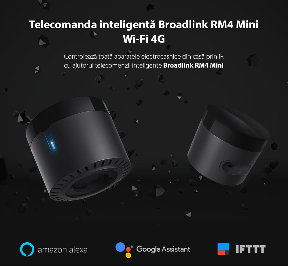 Telecomanda inteligenta BroadLink RM4 Mini, control IR