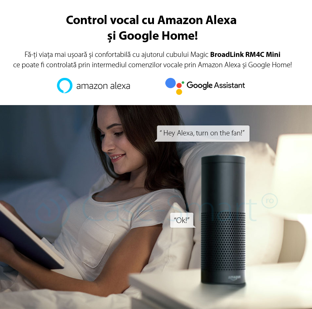 Telecomanda inteligenta BroadLink RM4C Mini, IR, Wi-Fi, compatibil Amazon Alexa si Google Home