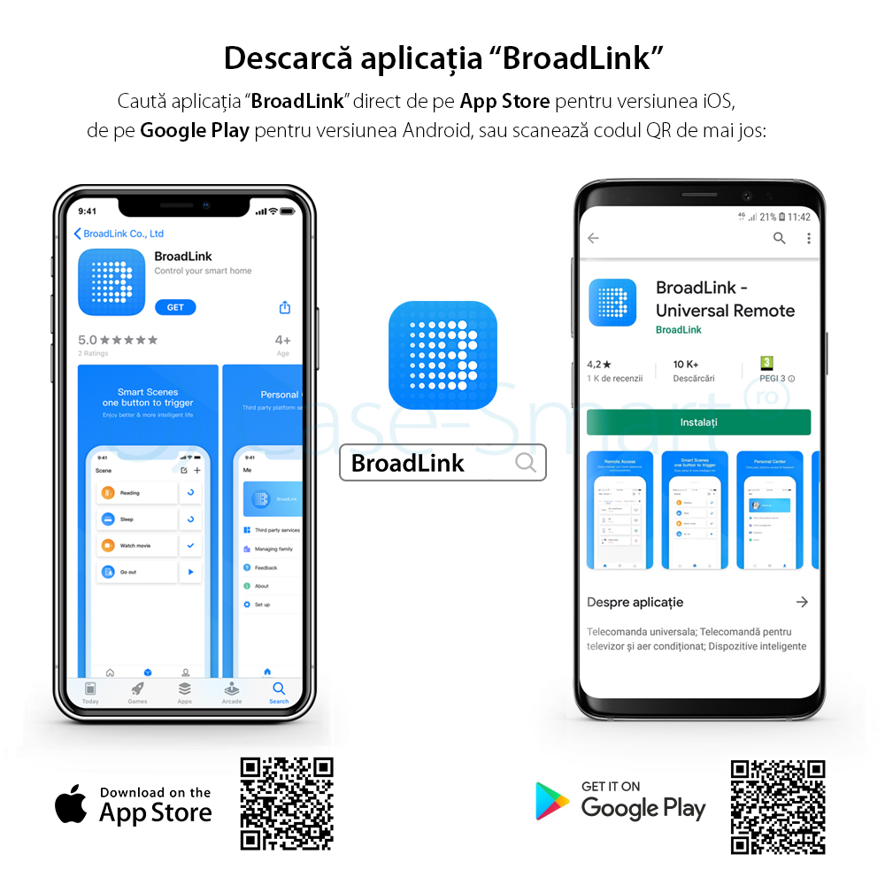 Releu WiFi BroadLink SCB1E, Functie de monitorizare consum energie, Programare interval functionare, Creare scene functionare, Timer, Control de pe telefonul mobil