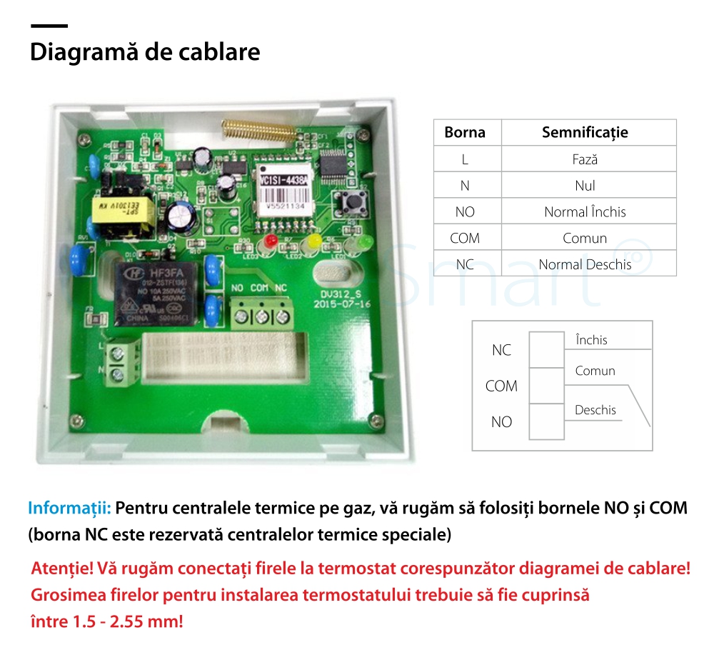 Termostat Wi-Fi pentru centrala termica pe gaz si incalzire in pardoseala cu agent termic BeOk BOT306RF-WIFI, Programabil, Memorare setari, Anti-inghet, Control de pe telefonul mobil