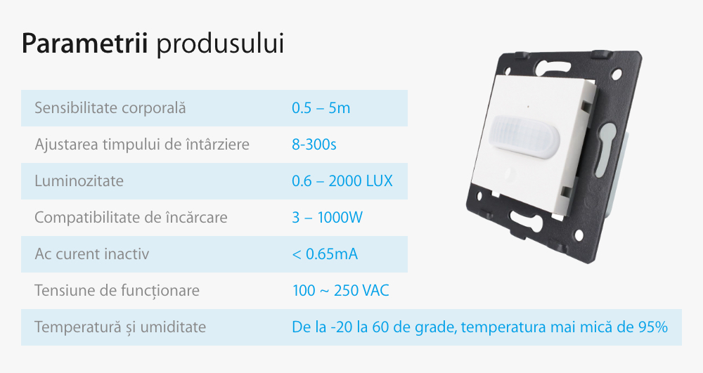 Intrerupator senzor de miscare PIR Livolo cu rama din sticla