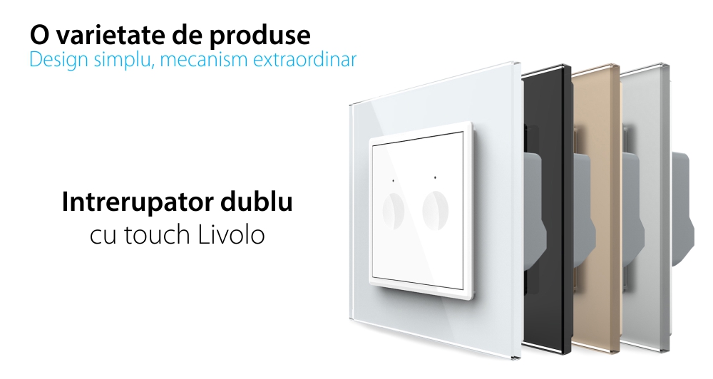 Intrerupator dublu cu touch Livolo din sticla, Serie noua