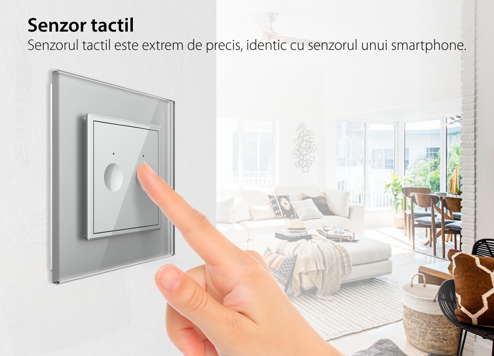 Intrerupator dublu cu touch Livolo din sticla, Serie noua