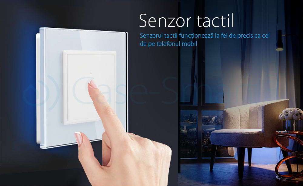 Intrerupator cap scara / cap cruce cu touch Livolo din sticla, Serie noua