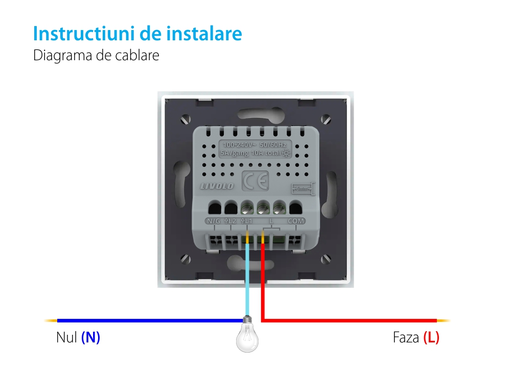 Modul intrerupator simplu cu touch LIVOLO, Serie noua