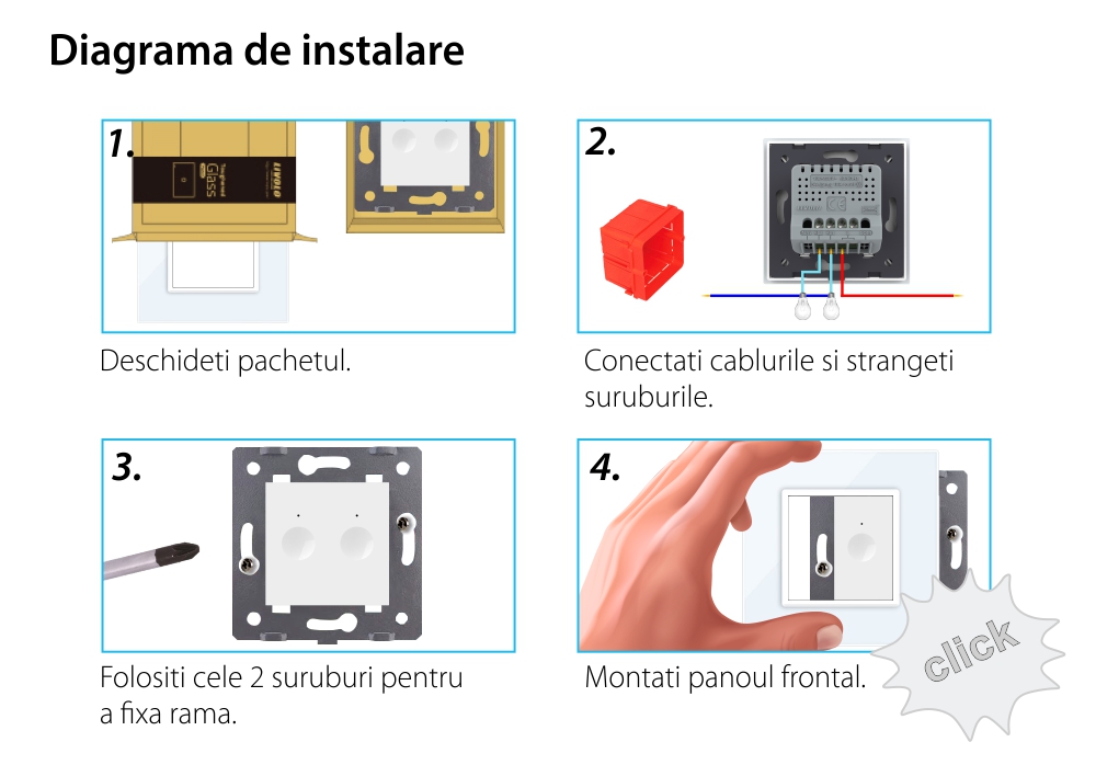 Intrerupator dublu cu touch Livolo din sticla, Serie noua