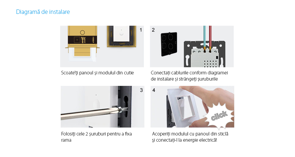 Modul intrerupator dublu wireless cu touch LIVOLO, Serie noua