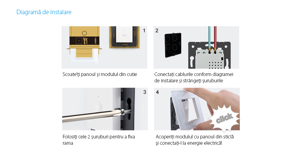 Modul intrerupator wireless cap scara / cap cruce cu touch LIVOLO, Serie noua