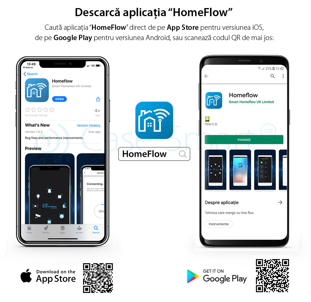 Senzor de contact pentru usi si ferestre Wireless Homeflow S-2001, Compatibil cu Google Assistant si Amazon Alexa