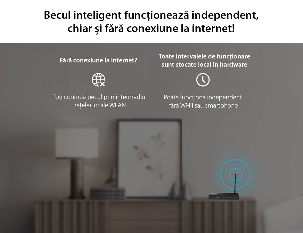 Bec inteligent LED Wireless Homeflow B-5008, B22, 5.5W (40W), 500lm, dimabil, filament, lumina calda, Control de pe telefonul mobil