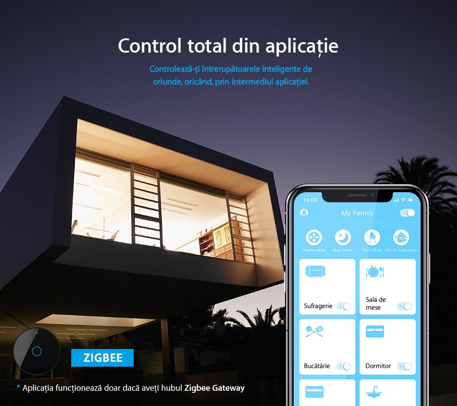 Hub Livolo ZigBee Control WiFi & Din aplicatie