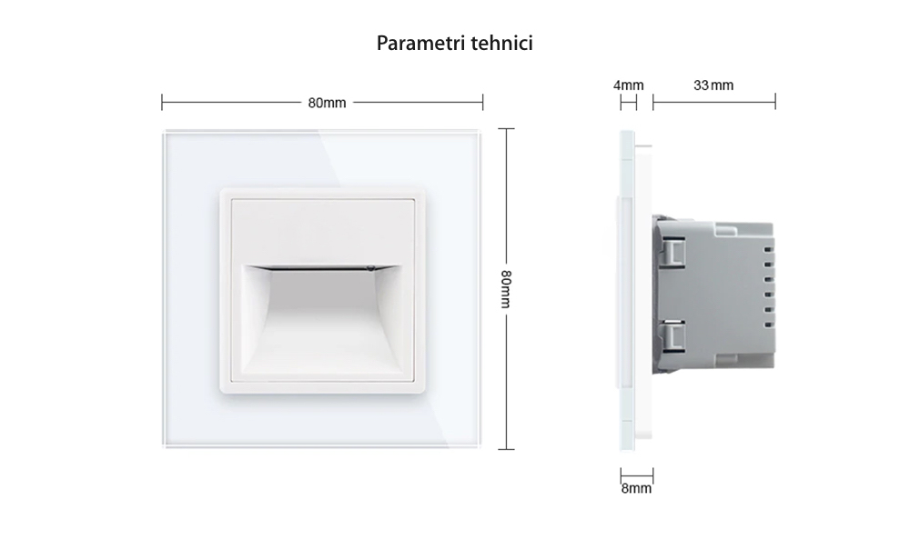 Lampa de veghe LED Livolo cu rama din sticla