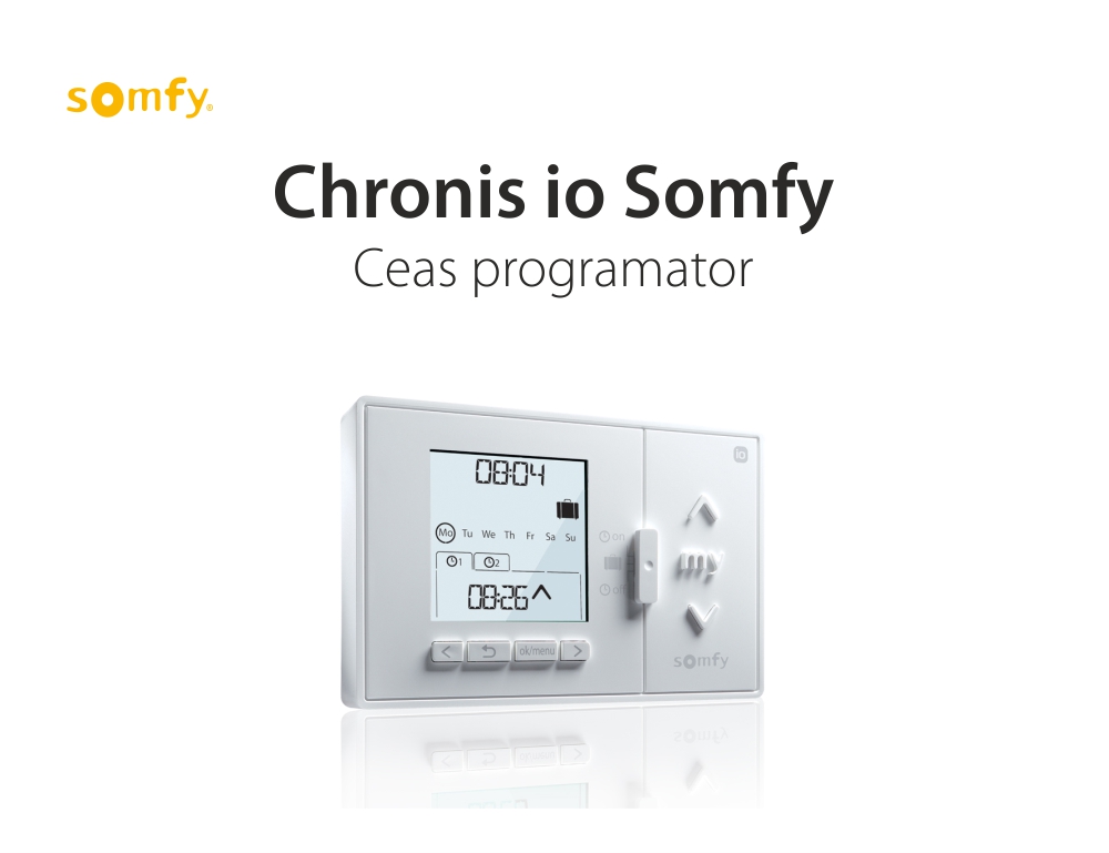 Ceas programabil Somfy Chronis IO, Alb, Smart, Wi-Fi, 5 Sloturi