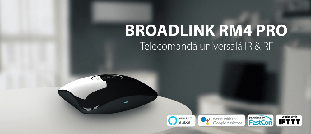 Telecomanda universala HUB Wi-Fi BroadLink RM4 Pro, Compatibil cu Google Home, Alexa & IFTTT – Resigilat