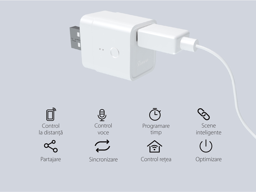 Adaptor USB Inteligent Sonoff, Micro, 5V, Wireless, Compatibil cu Google Home, Alexa & eWeLink