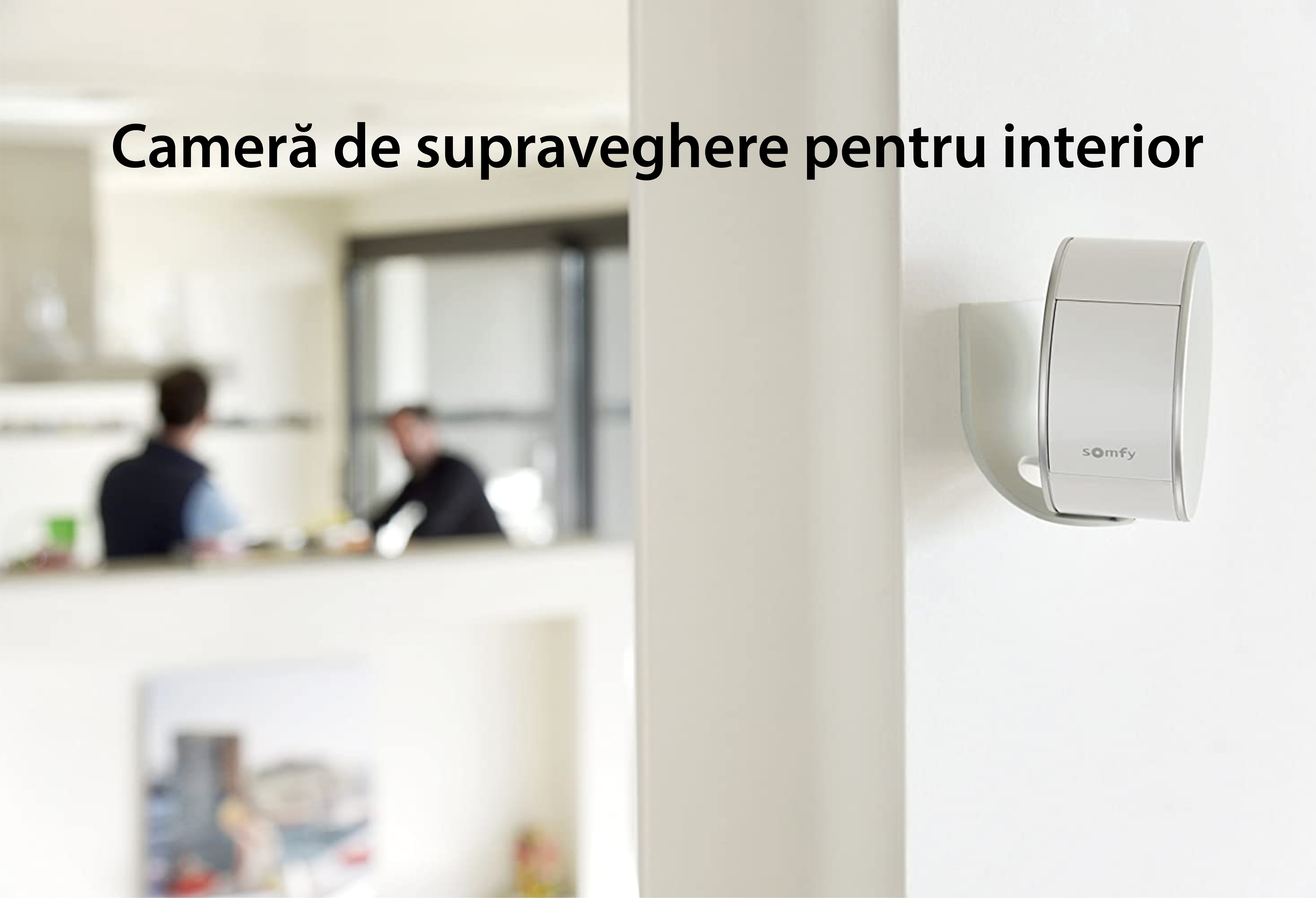 Camera Video HD de interior Somfy Protect, Vedere pe timp de noapte, Zoom de 8x, Compatibil cu TaHoma, Amazon Alexa, IFTTT si Works With Nest