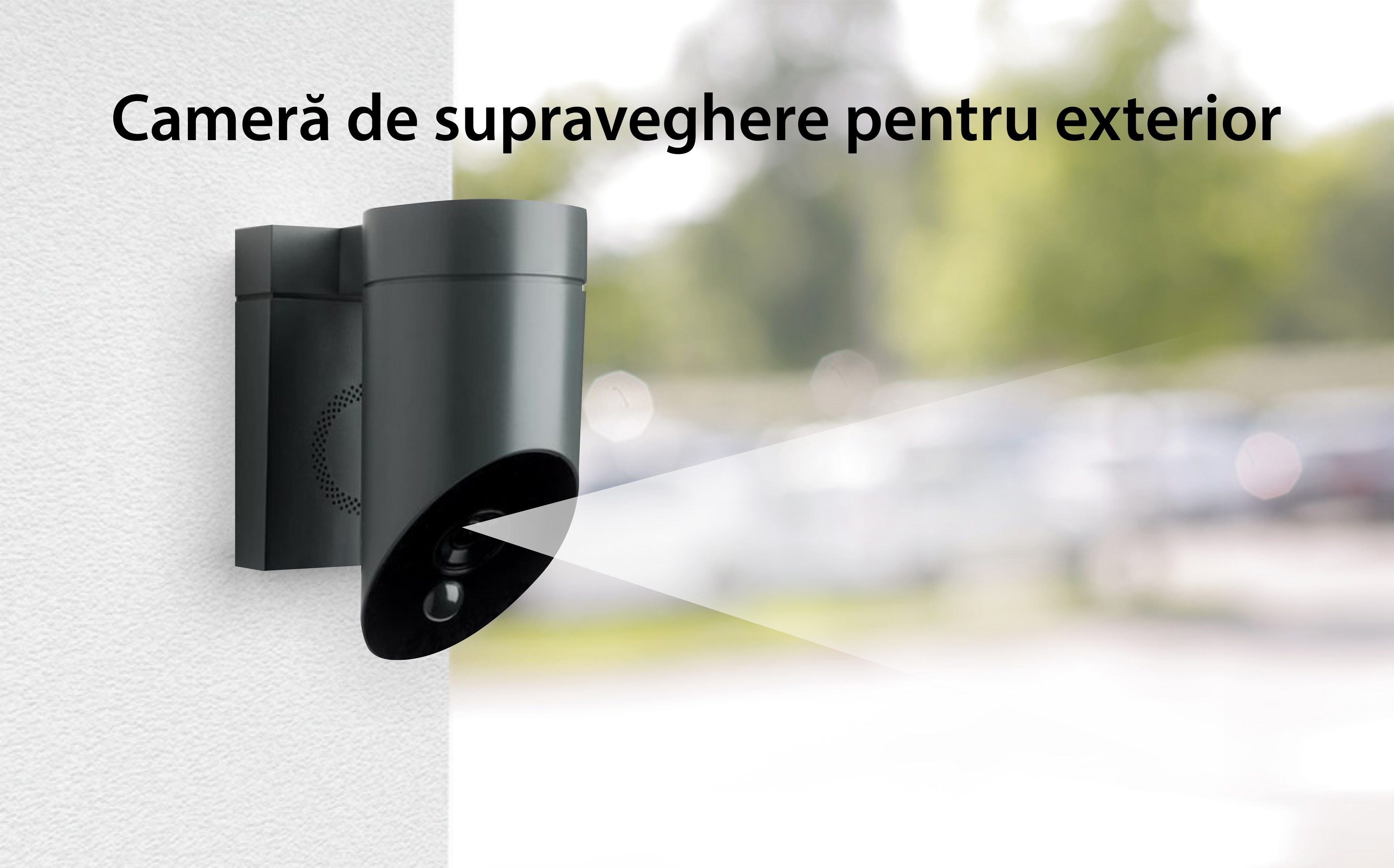 Camera de supraveghere de exterior Somfy, Wifi, 1080p Full HD, Sirena 110 dB, Posibila conexiune la corpul de iluminat existent – Gri