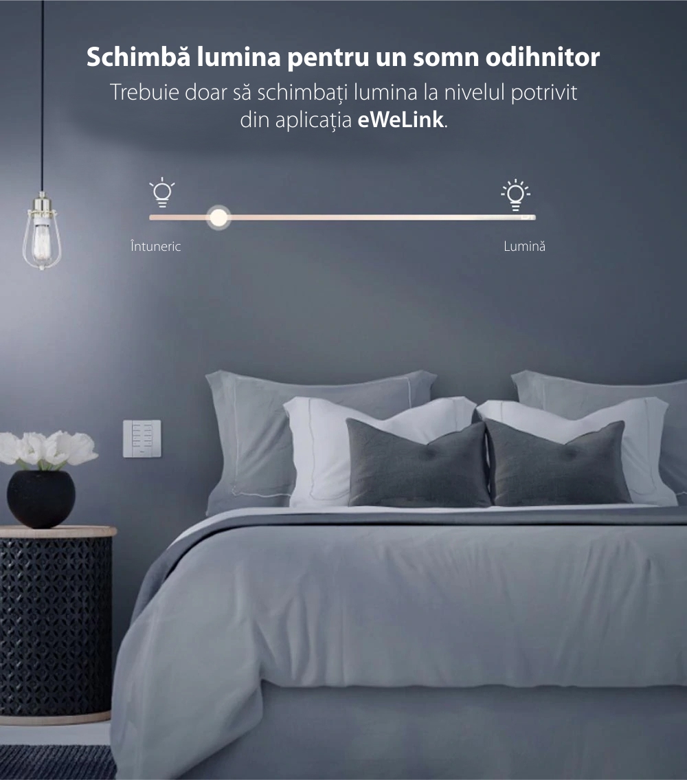 Intensificator inteligent de lumina Dimmer D1, Sonoff, Wireless, Control voce, Compatibil cu Google Home & Alexa