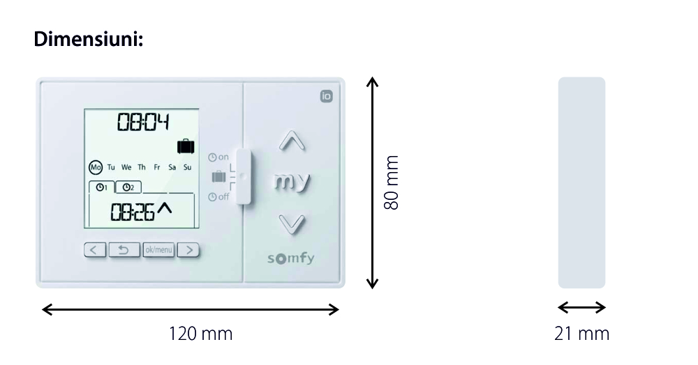 Ceas programabil Somfy Chronis IO, Alb, Smart, Wi-Fi, 5 Sloturi