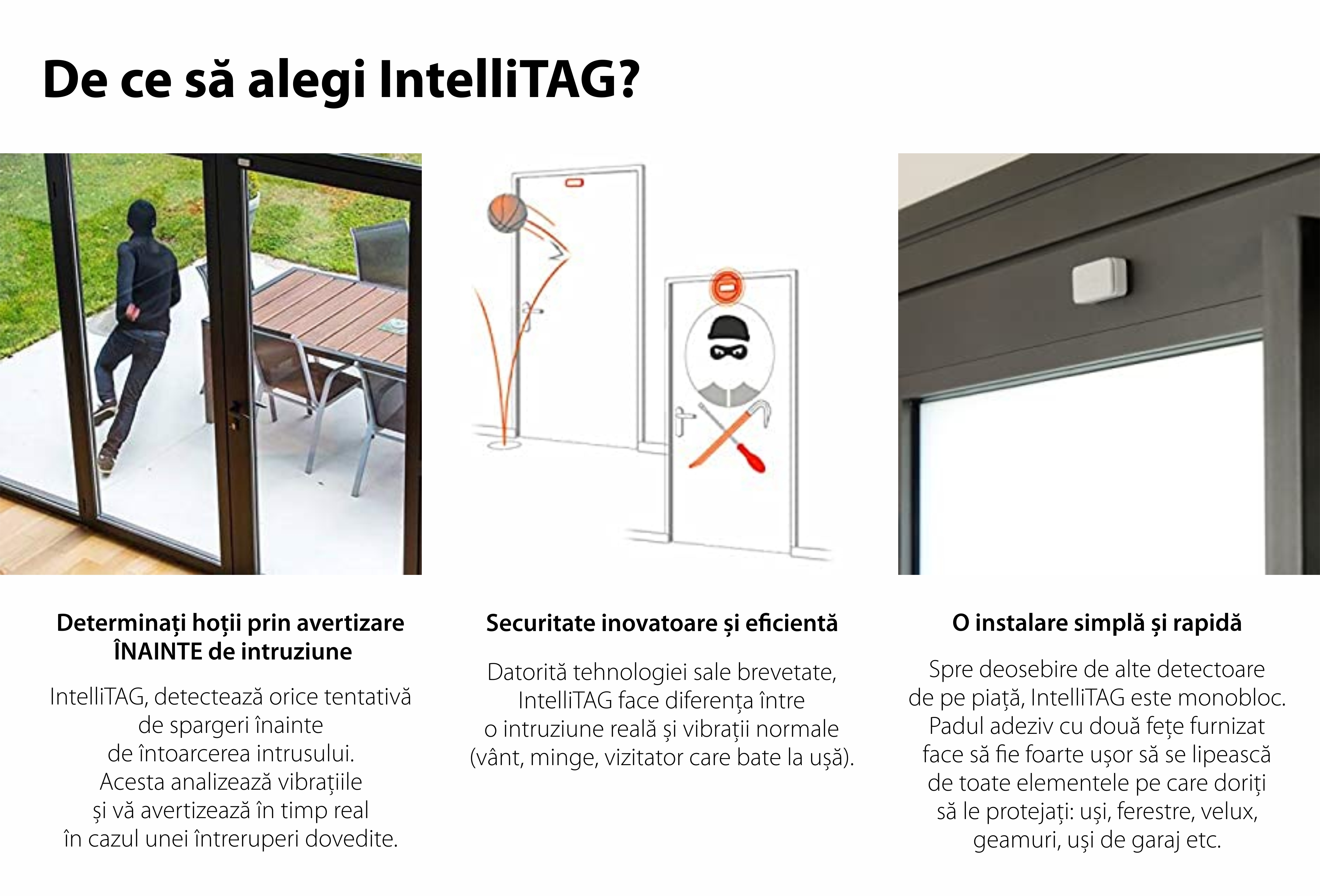 Intellitag™  Senzor pentru usa/fereastra interior sau exterior, Compatibil cu Somfy One, One+, Home Alarm