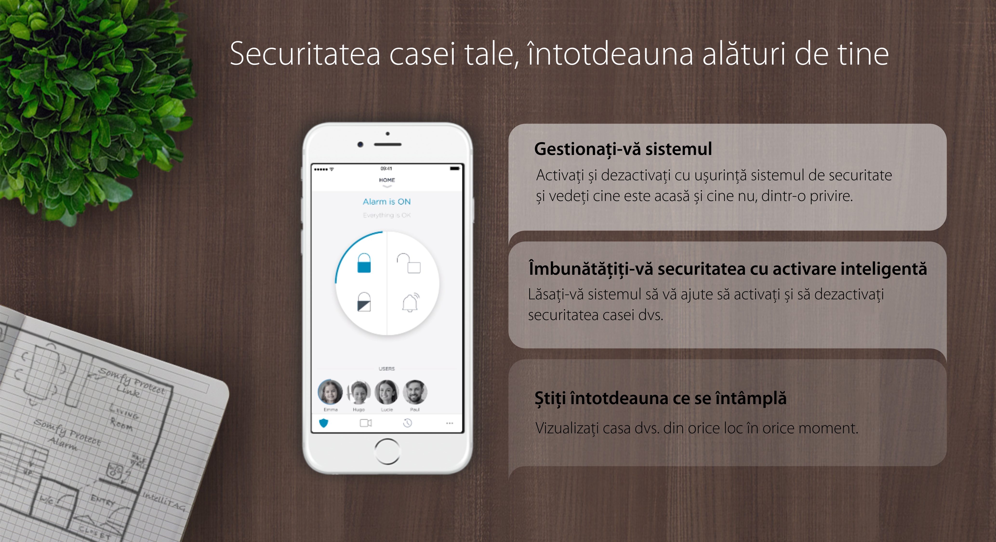 Pachet Somfy Home Alarm, Sirena de interior, Brelocuri si INTELLITAG™