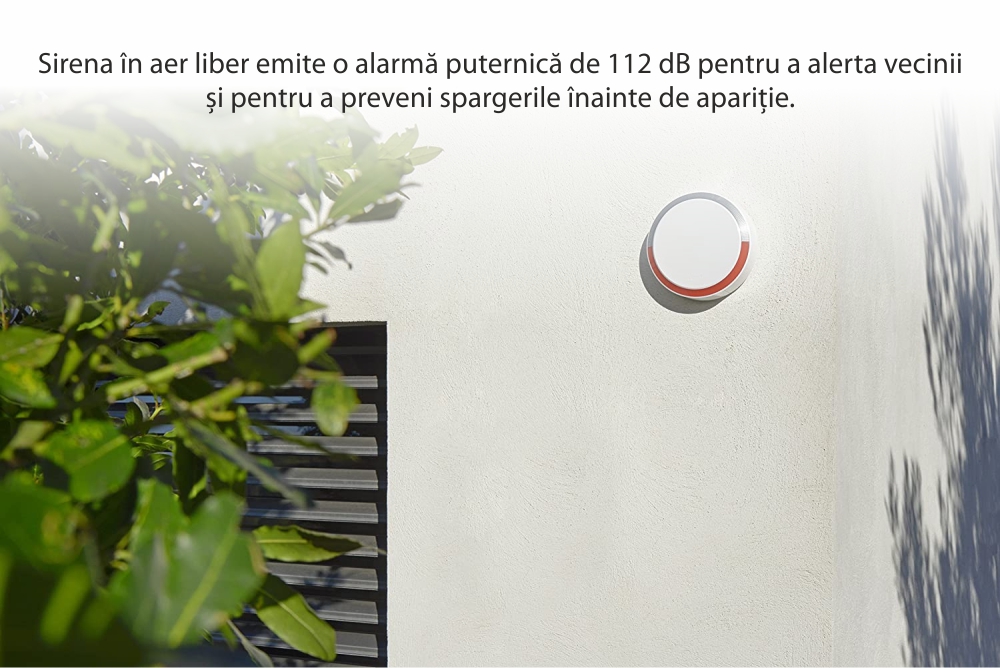 Sirena de exterior Somfy, 112 dB, Compatibil cu Somfy One, One+, Somfy Home Alarm