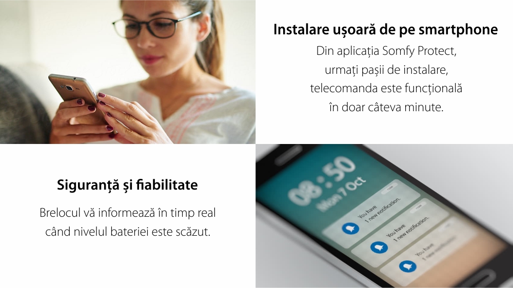 Telecomanda Somfy pentru alarma portchei, Compatibil cu Somfy One, One+, Somfy Home Alarm