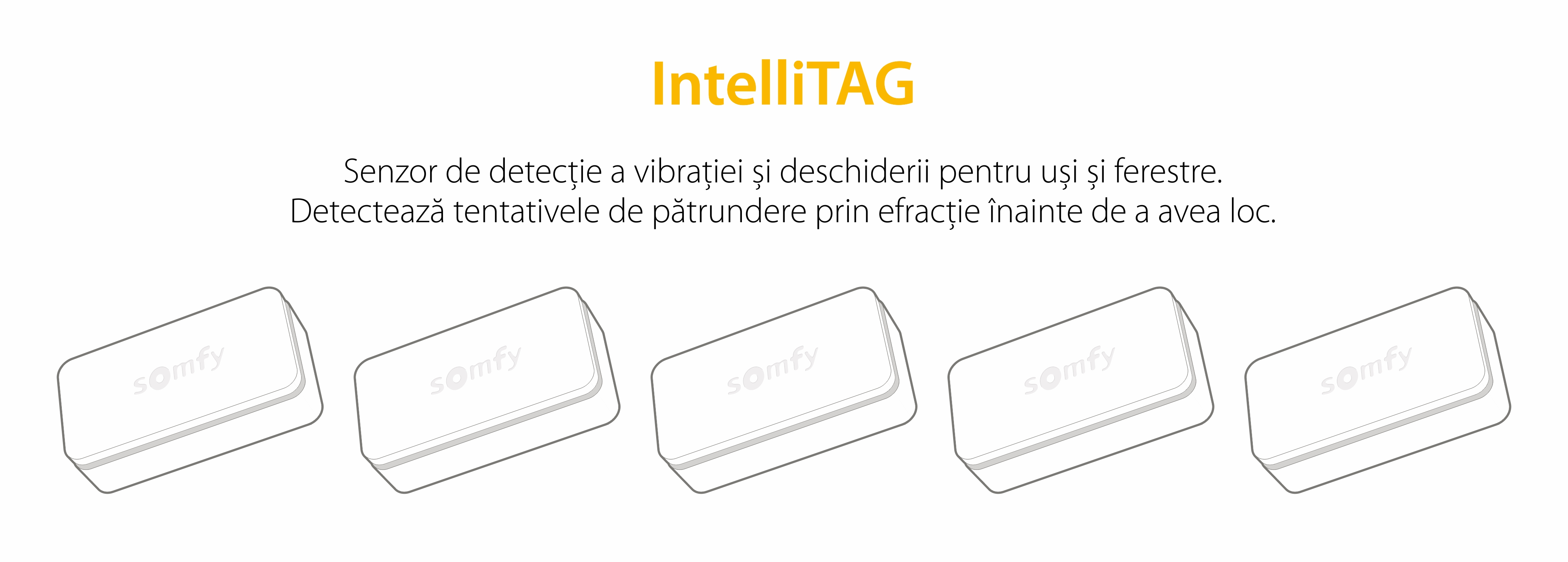 Intellitag™  Senzor pentru usa/fereastra interior sau exterior, Compatibil cu Somfy One, One+, Home Alarm, Pachet 5 bucati