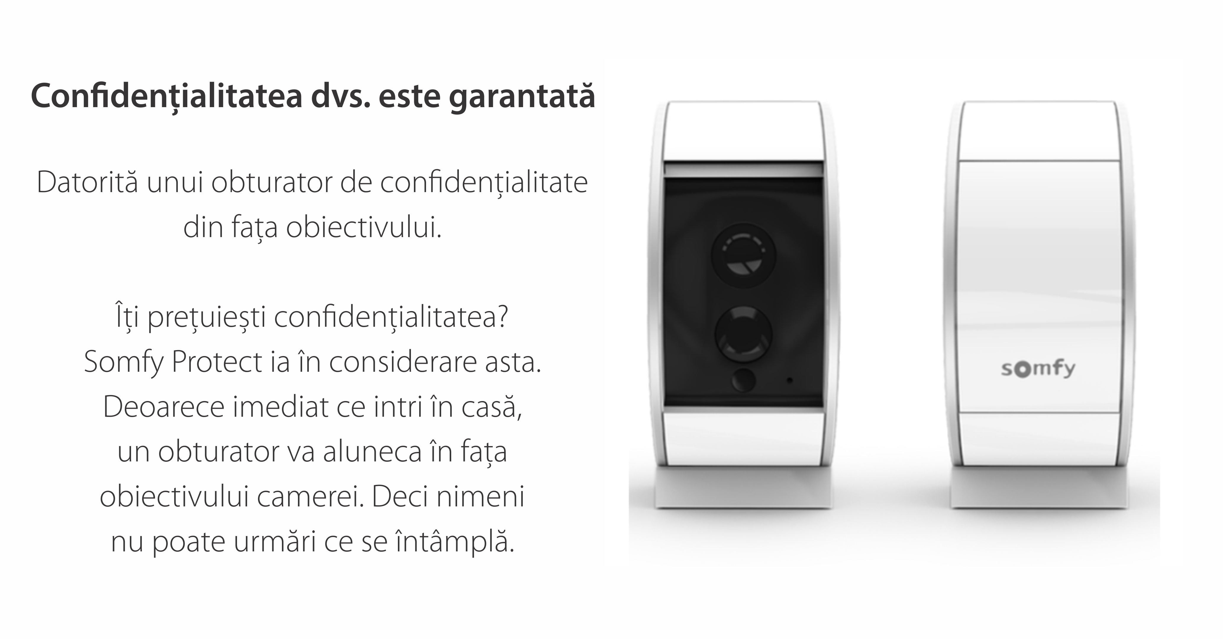 Camera Video HD de interior Somfy Protect, Vedere pe timp de noapte, Zoom de 8x, Compatibil cu TaHoma, Amazon Alexa, IFTTT si Works With Nest