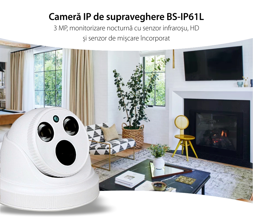 Camera de supraveghere Besnt BS-IP61L, 3MP, HD, Vedere nocturna cu infrarosu