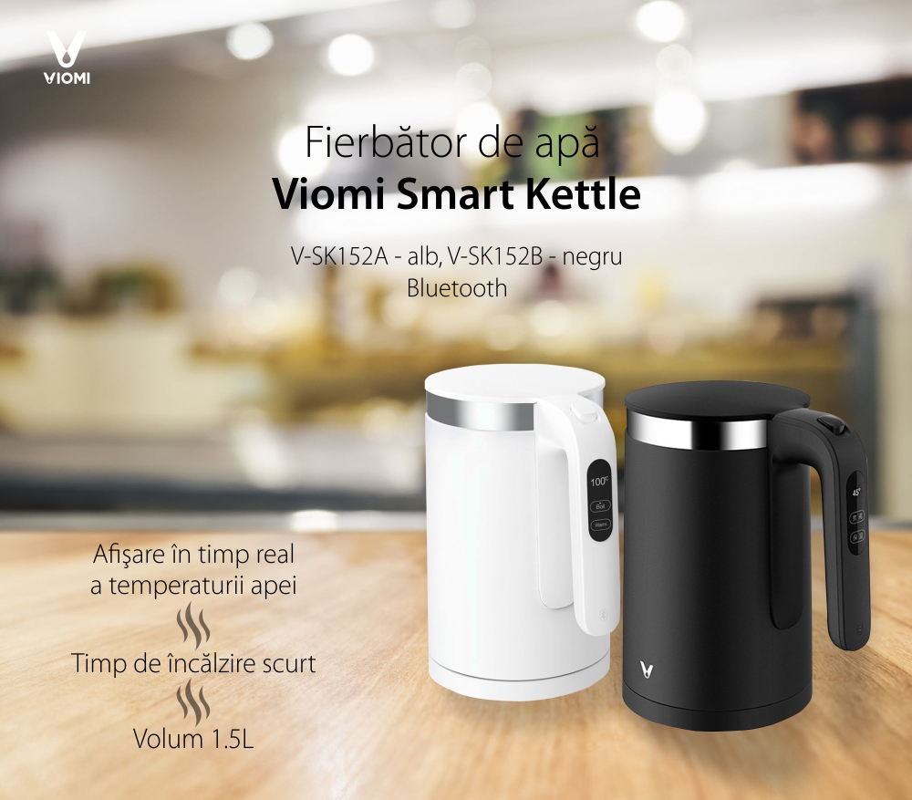 Fierbator apa Viomi Smart Kettle V-SK152, Bluetooth 4.0, 1800W, 1.5L – Resigilat