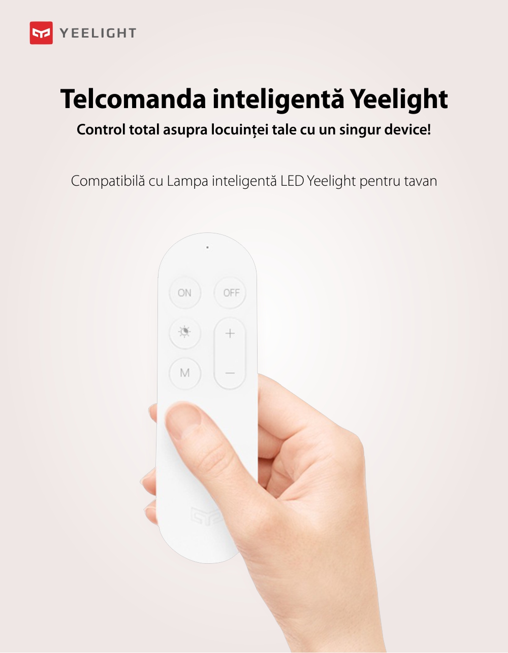 Telcomanda inteligenta Yeelight YLYK01YL, Alb, Pana la 1800 lumeni, Bluetooth