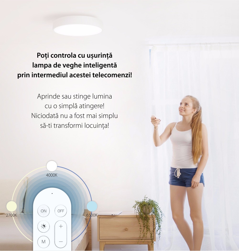 Telcomanda inteligenta Yeelight YLYK01YL, Alb, Pana la 1800 lumeni, Bluetooth