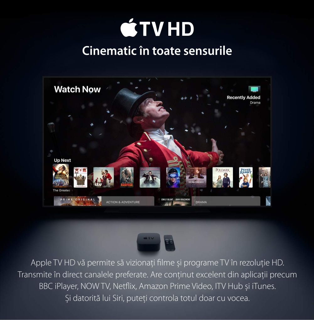 Apple TV, 32GB, Full HD 1080p, MR912MP/A, Negru