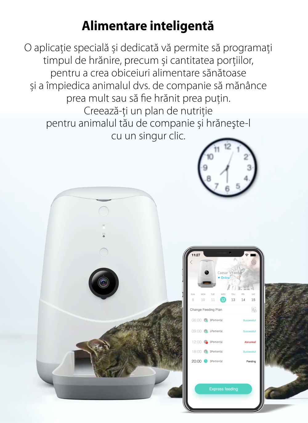 Dispenser smart pentru hrana animalelor de companie Petoneer Nutri Vision, 3.7 L, Camera, Control Vocal