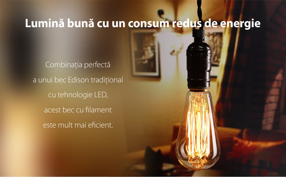 Bec Smart LED Yeelight ST64, Filament, 500 Lumeni, Wireless, E27, Control aplicatie