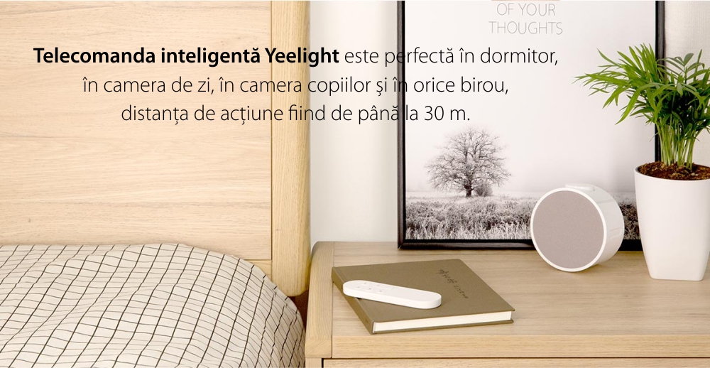 Telcomanda inteligenta Yeelight YLYK01YL, Alb, Pana la 1800 lumeni, Bluetooth