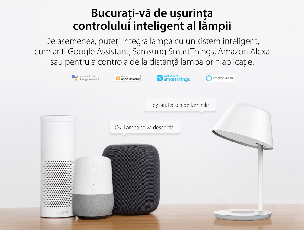 Lampa LED Yeelight Staria Bedside Lamp Pro, YLCT03YL, Pentru incarcare wireless, 18W, Comanda vocala