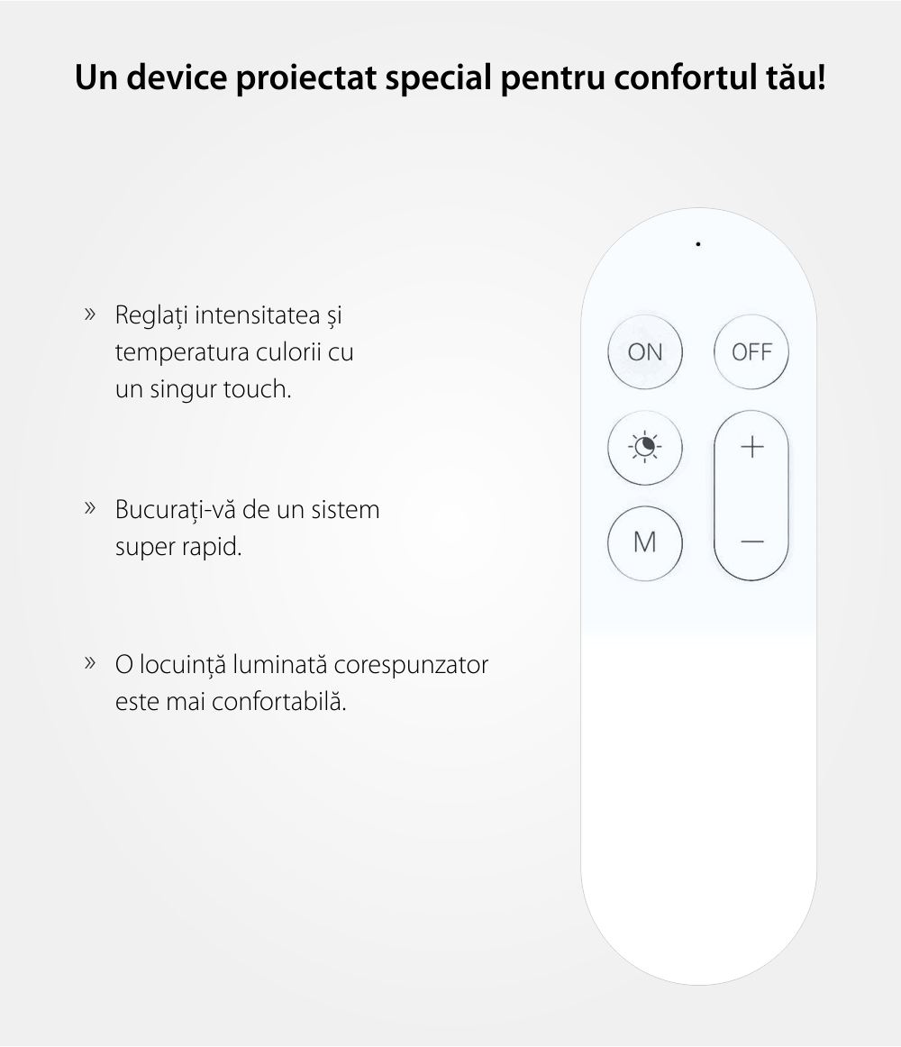 Telcomanda inteligenta Yeelight YLYK01YL, Alb, Pana la 1800 lumeni, Bluetooth