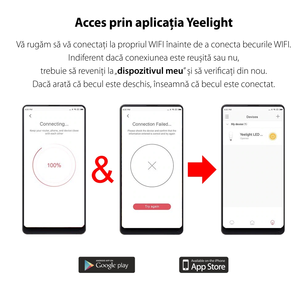 Bec Smart LED Yeelight ST64, Filament, 500 Lumeni, Wireless, E27, Control aplicatie