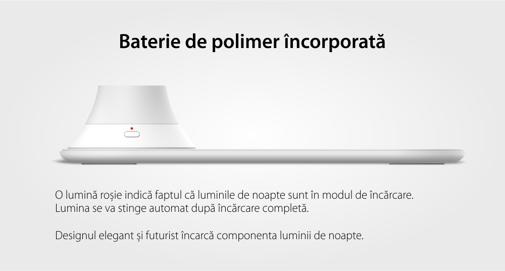 Incarcator Wireless, Yeelight YLYD08YI, Alb, Lumina de noapte, Incarcare rapida, 10W, Lampa LED